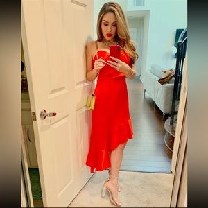 Finders red satin slip dress